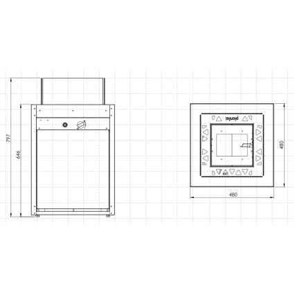 Planika - Caminetto a gas per esterni 79,7x48 cm 10kW 1xAAA nero + coperchio di protezione