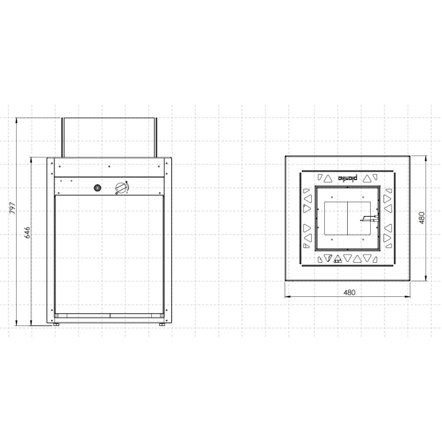 Planika - Caminetto a gas per esterni 79,7x48 cm 10kW 1xAAA nero + coperchio di protezione
