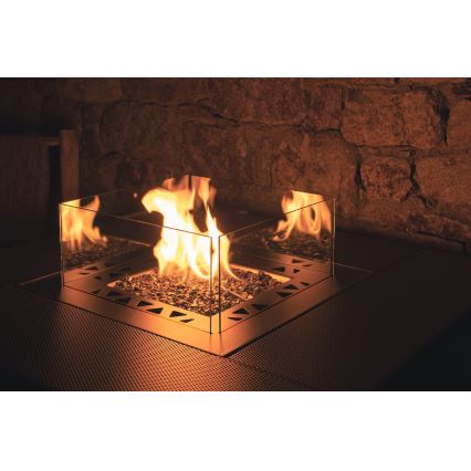 Planika - Caminetto a gas da esterno 79,7x90 cm 10kW 1xAAA nero + copertura di protezione