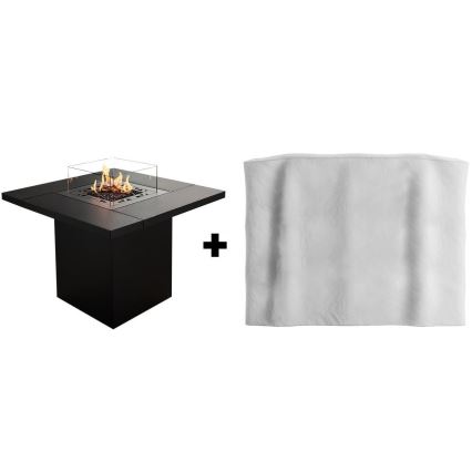 Planika - Caminetto a gas da esterno 79,7x90 cm 10kW 1xAAA nero + copertura di protezione
