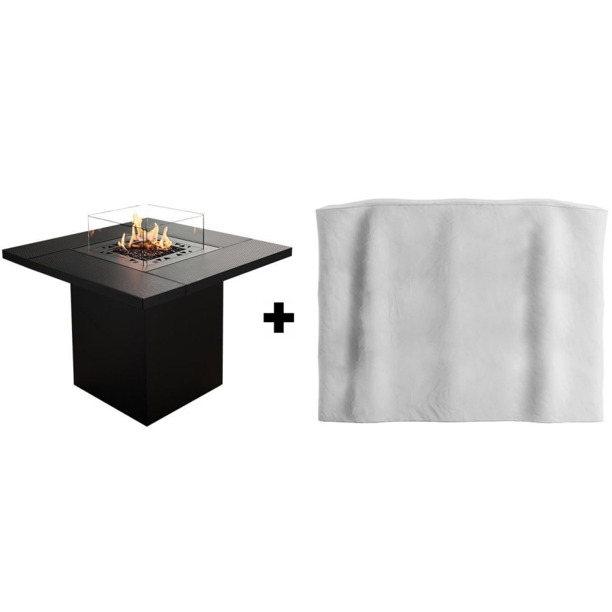 Planika - Caminetto a gas da esterno 79,7x90 cm 10kW 1xAAA nero + copertura di protezione