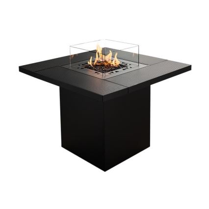 Planika - Caminetto a gas da esterno 79,7x90 cm 10kW 1xAAA nero + copertura di protezione