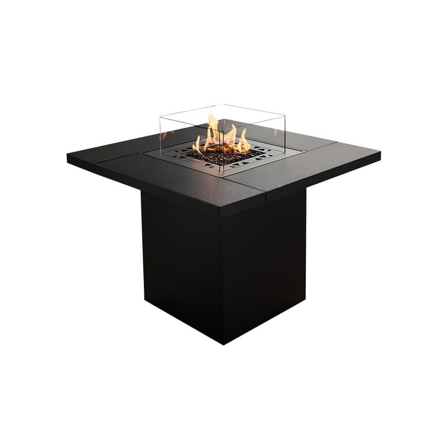 Planika - Caminetto a gas da esterno 79,7x90 cm 10kW 1xAAA nero + copertura di protezione