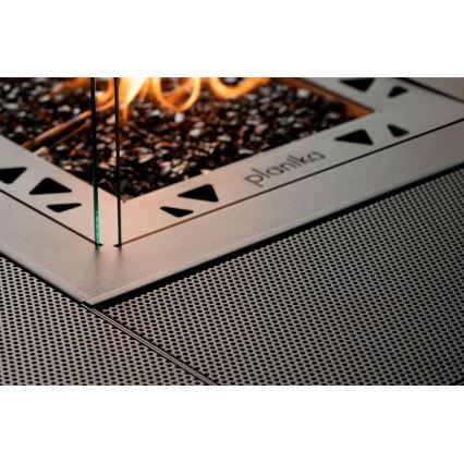 Planika - Caminetto a gas da esterno 79,7x90 cm 10kW 1xAAA nero + copertura di protezione