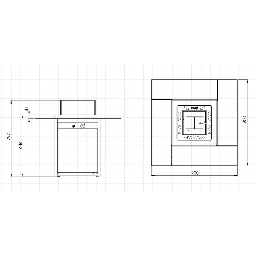 Planika - Caminetto a gas da esterno 79,7x90 cm 10kW 1xAAA nero + copertura di protezione