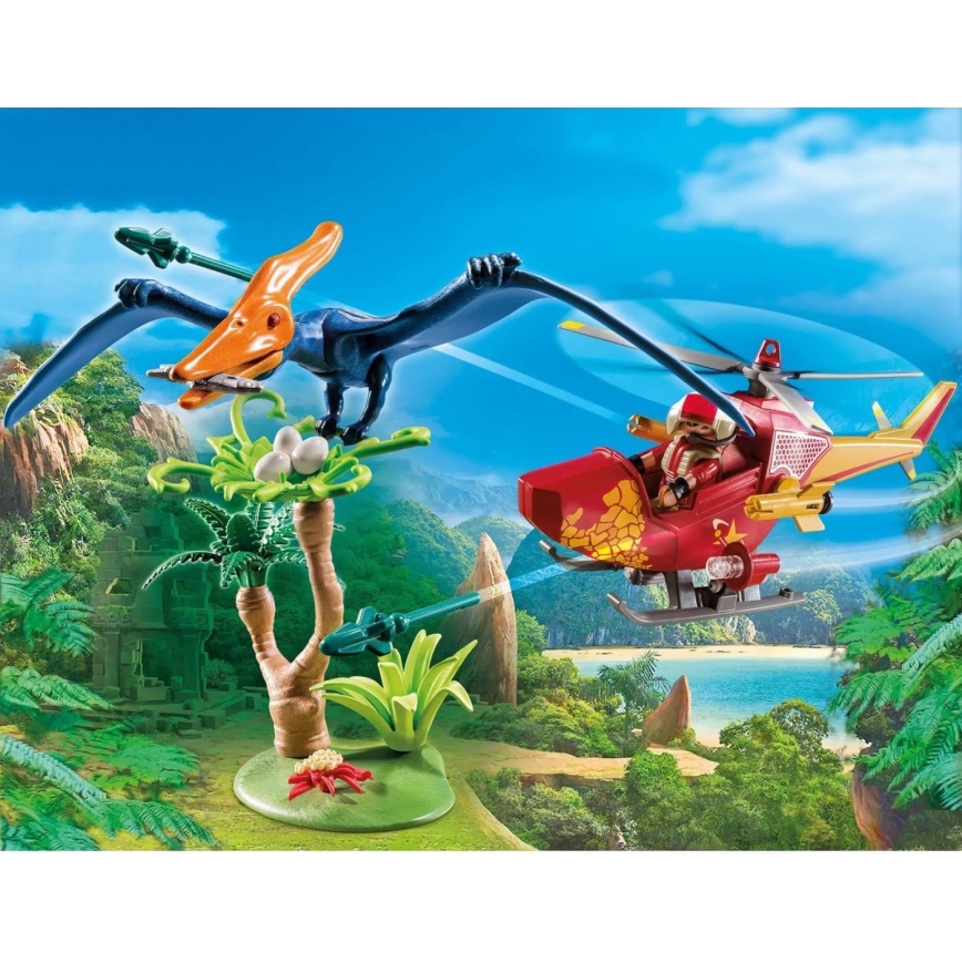 Playmobil - Set da costruzione per bambini elicottero con Pterodattilo 39 pz