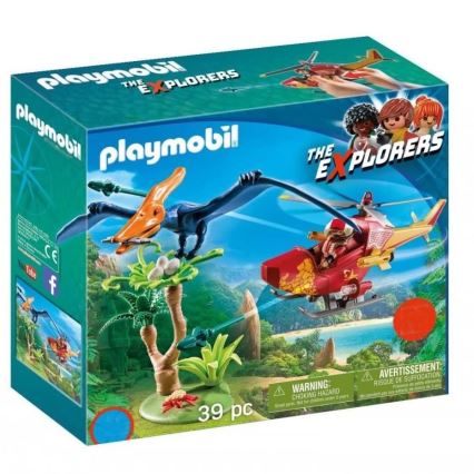 Playmobil - Set da costruzione per bambini elicottero con Pterodattilo 39 pz