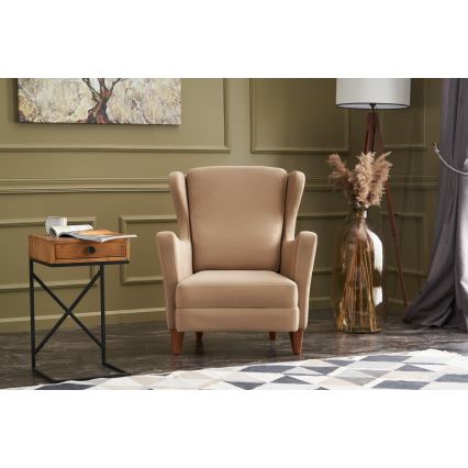 Poltrona con ali NUPI, colore crema