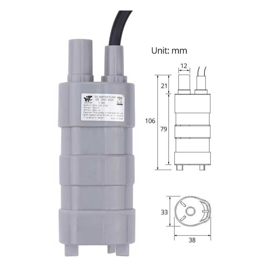 Pompa sommersa 12V, 600 L/h