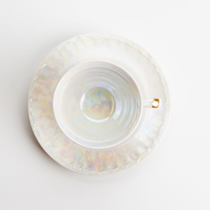 Porcellana tè set perlato bianco
