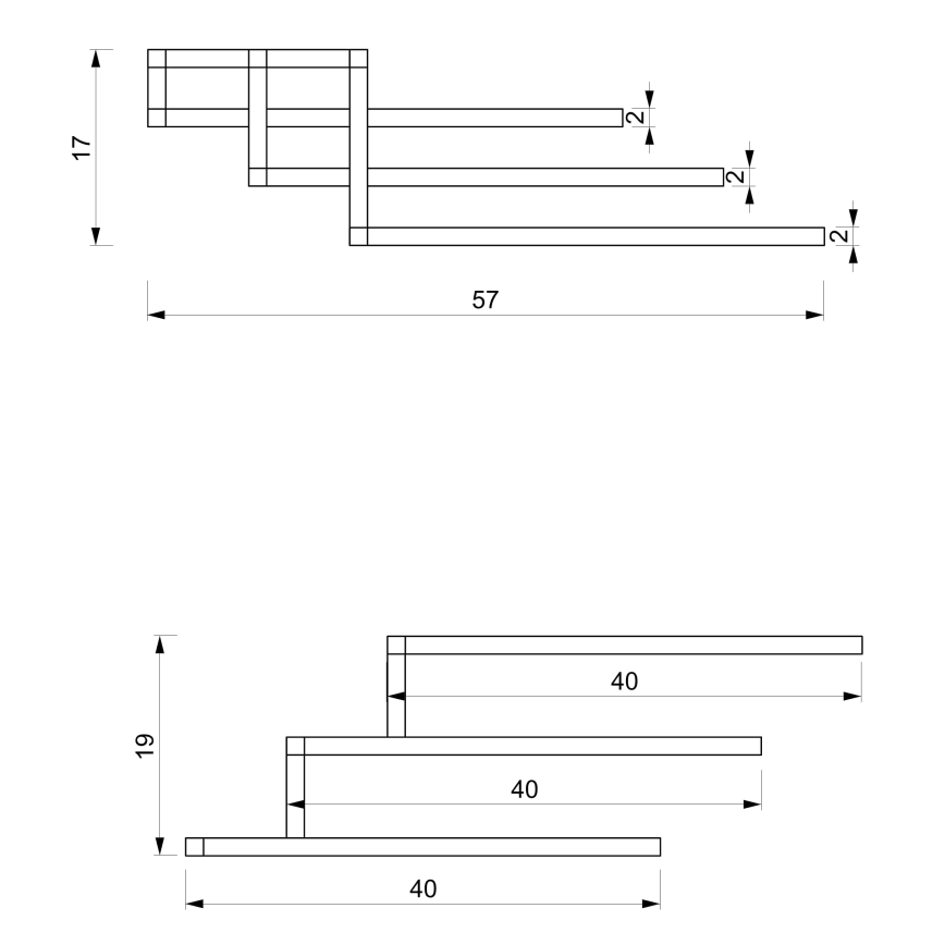 Porta asciugamani da parete 19x58 cm nero