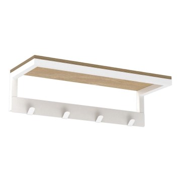 Porta asciugamani da parete con ripiano 10x40 cm bianco