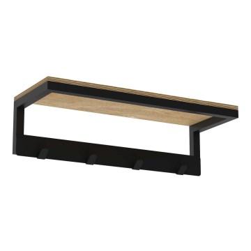 Porta asciugamani da parete con ripiano 10x40 cm nero
