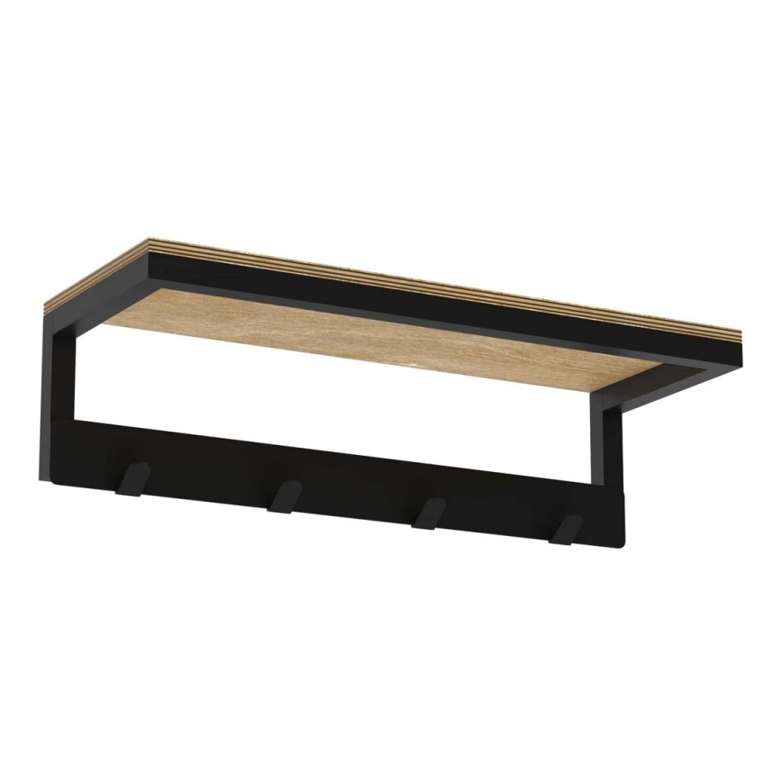 Porta asciugamani da parete con ripiano 10x40 cm nero