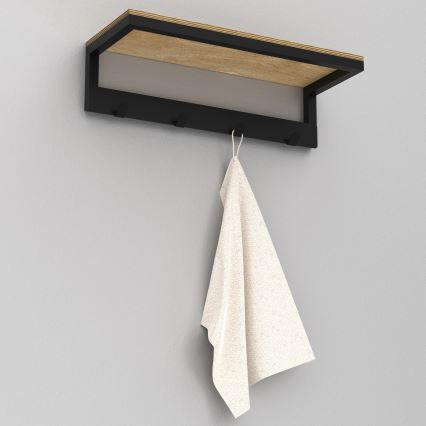 Porta asciugamani da parete con ripiano 10x40 cm nero