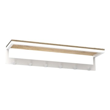 Porta asciugamani da parete con ripiano 10x60 cm bianco