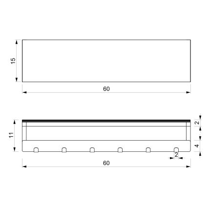 Porta asciugamani da parete con ripiano 10x60 cm nero