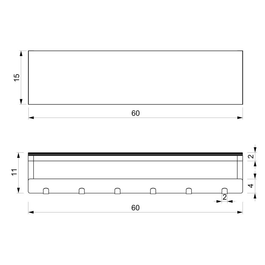 Porta asciugamani da parete con ripiano 10x60 cm nero