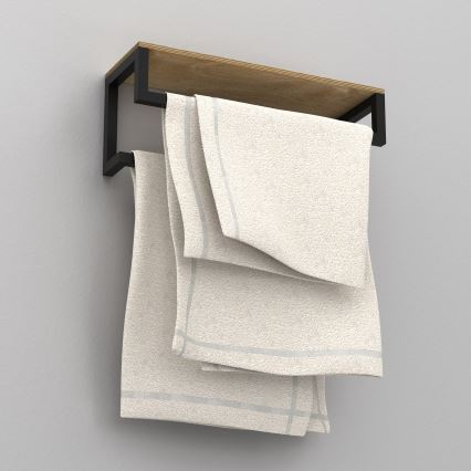 Porta asciugamani da parete con ripiano 14x40 cm nero