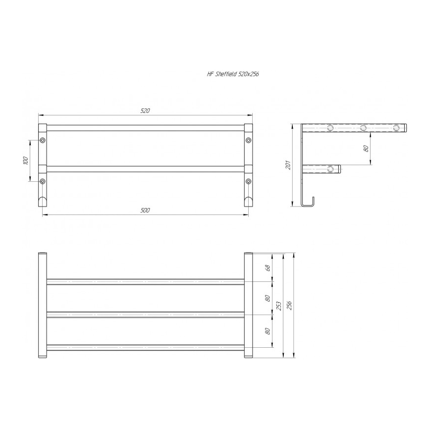 Porta asciugamani per termoarredo da bagno HF SHEFFIELD 52x25,6 cm, bianco