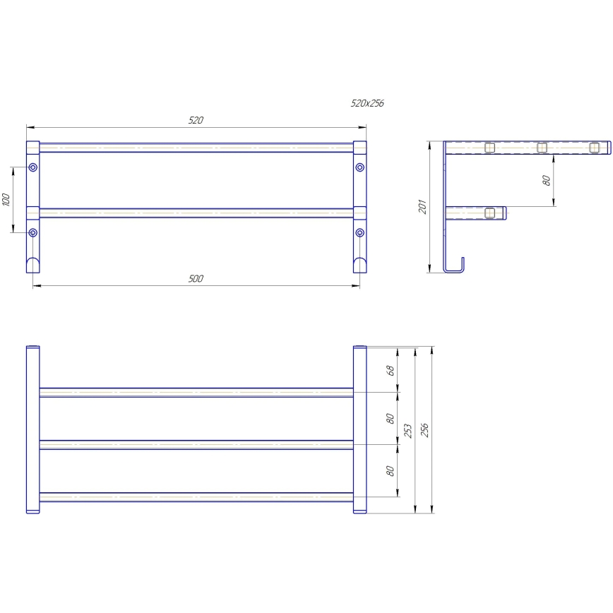 Porta asciugamani per termosifone da bagno HF SHEFFIELD 52x25,6 cm nero