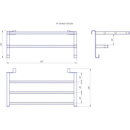 Porta asciugamani per termosifone da bagno HF SHEFFIELD 52x28,4 cm nero