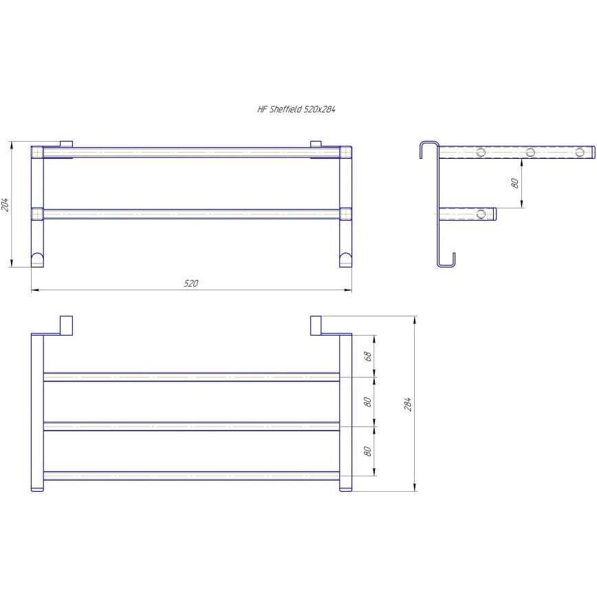Porta asciugamani per termosifone da bagno HF SHEFFIELD 52x28,4 cm nero