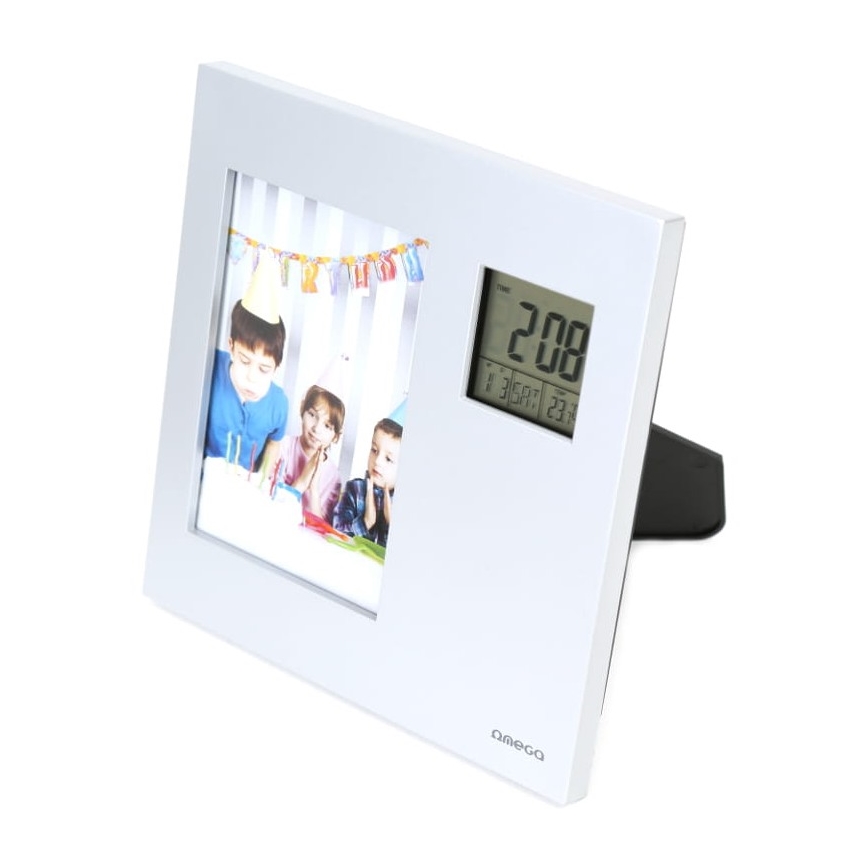 Porta foto con orologio digitale e termometro 2×AAA