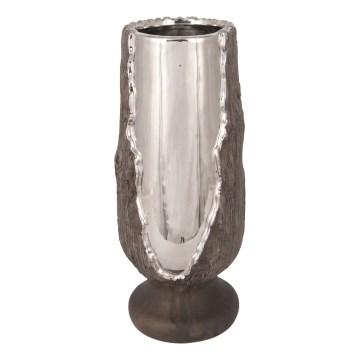 Portacandela 25 x 11 cm, argento/marrone