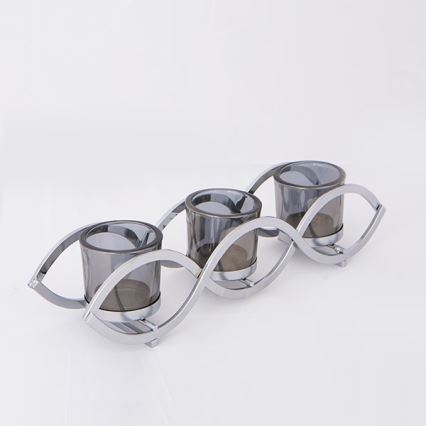 Portacandela 33x8x8 cm, cromo lucido
