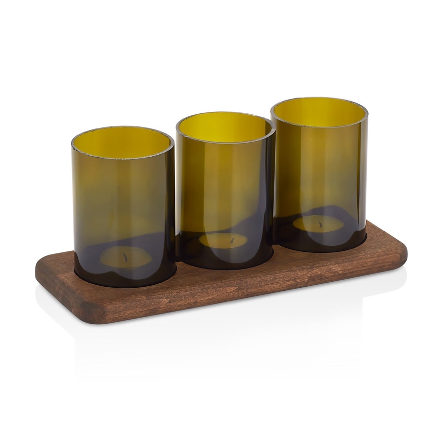 Portacandele 11x28 cm legno/vetro