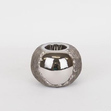 Portacandele 7,5x10,5 cm argento/marrone