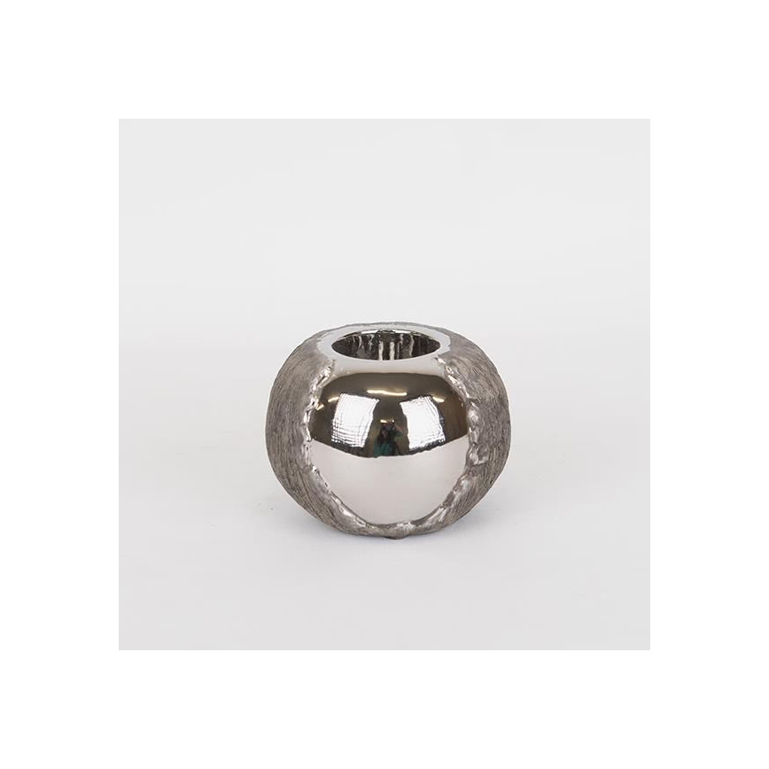 Portacandele 7,5x10,5 cm argento/marrone
