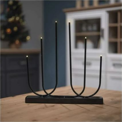 Portacandele natalizio a LED 6xLED/2xAA nero