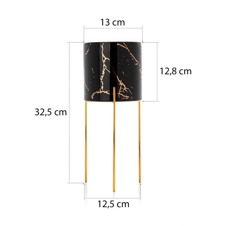 Portafiori NILA 32,5x13 cm nero/oro