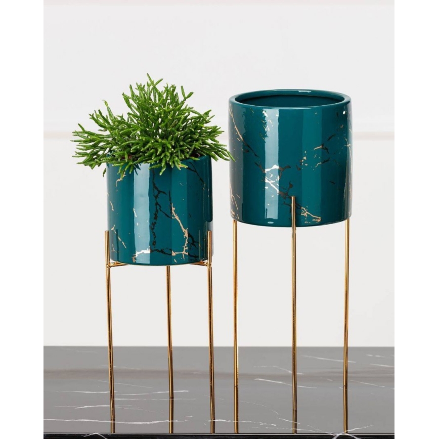 Portafiori NILA 32,5x13 cm verde/oro