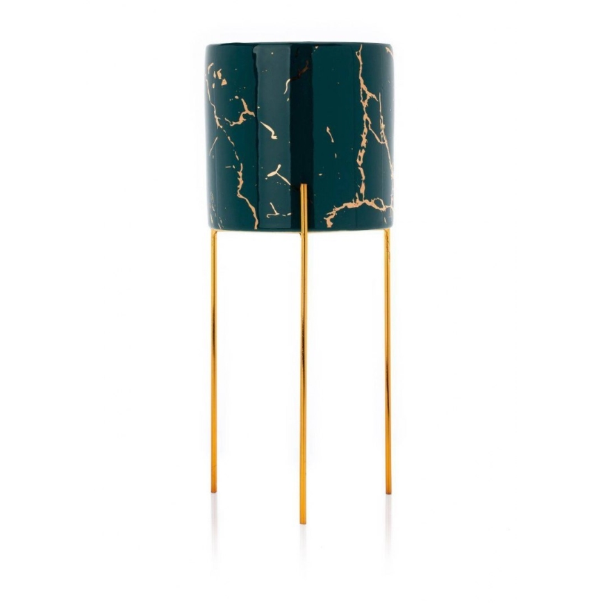Portafiori NILA 32,5x13 cm verde/oro