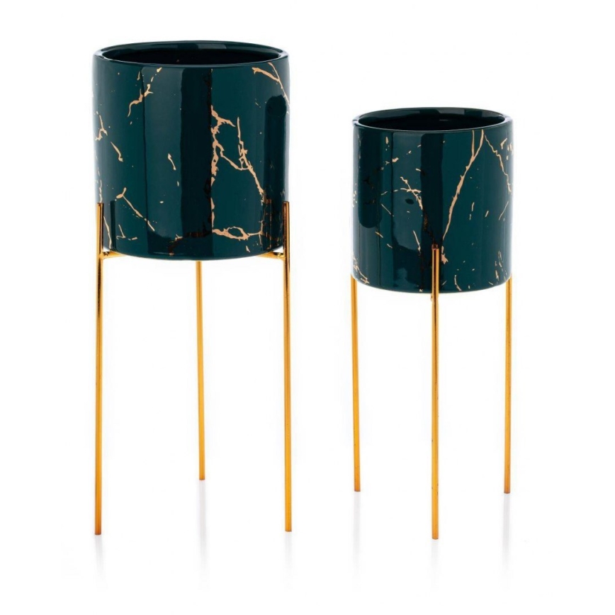 Portafiori NILA 32,5x13 cm verde/oro