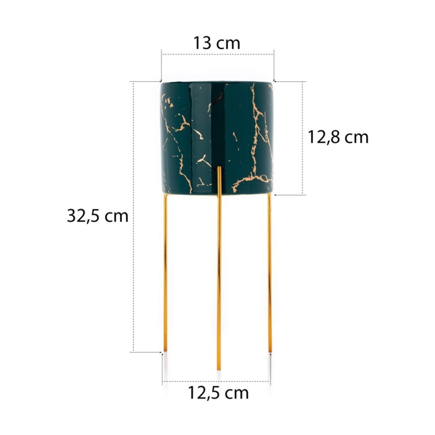 Portafiori NILA 32,5x13 cm verde/oro