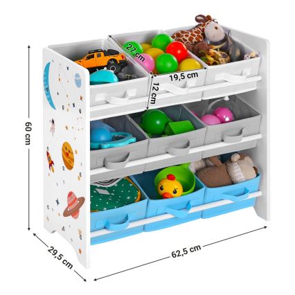 Portaoggetti per bambini con scatole in tessuto ANET blu/bianco