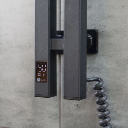Portasciugamani elettrico con termostato SILOUETTE 187W/230V 120,6 cm IP44 nero destra quadrato