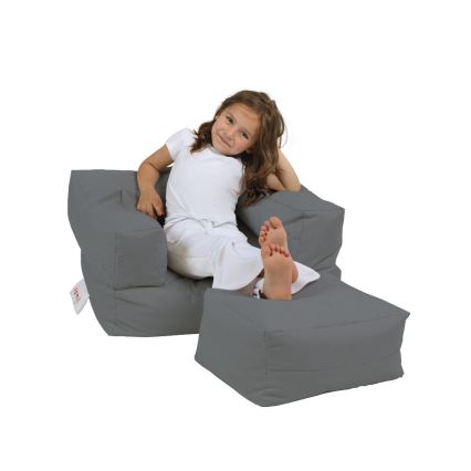 Pouf con poggiapiedi 65x40 cm grigio