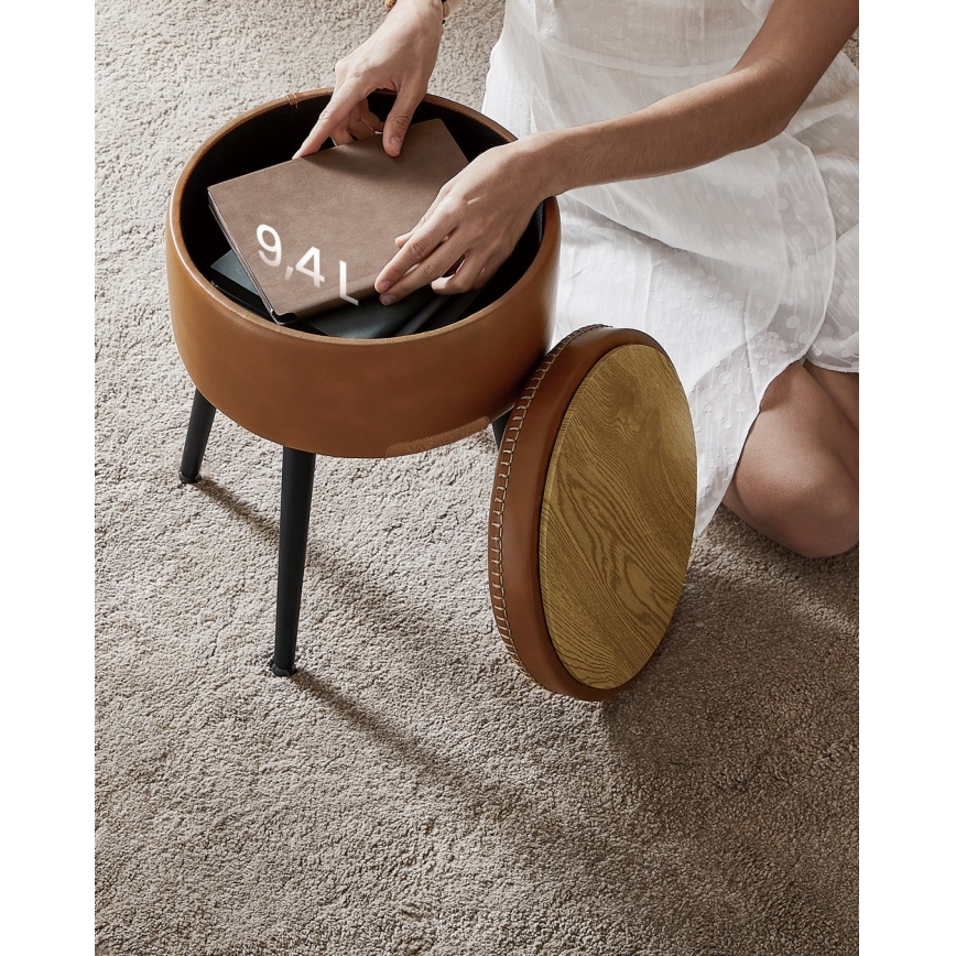 Pouf in pelle CORE colore cognac