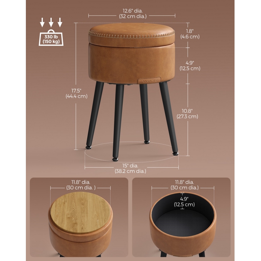 Pouf in pelle CORE colore cognac