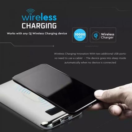 Power Bank 10 000 mAh/3,7V con ricarica wireless