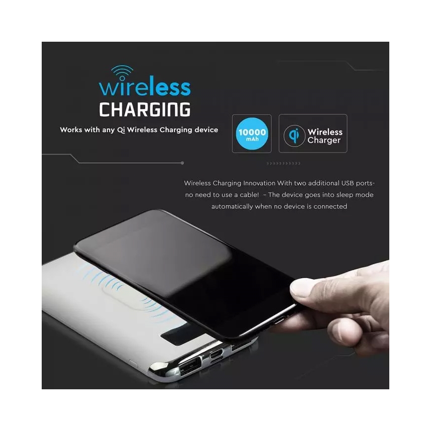 Power Bank 10 000 mAh/3,7V con ricarica wireless