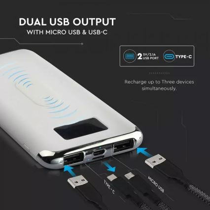 Power Bank 10 000 mAh/3,7V con ricarica wireless