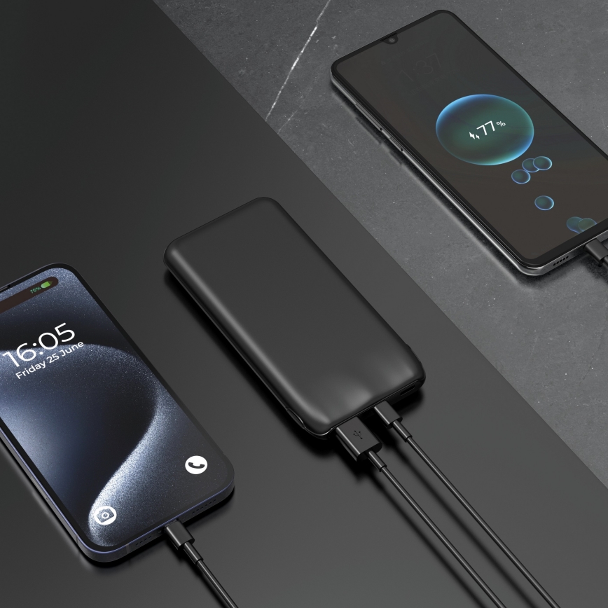 Power Bank 10000 mAh 10W Power Delivery 2xUSB-C + 1xUSB-A nero
