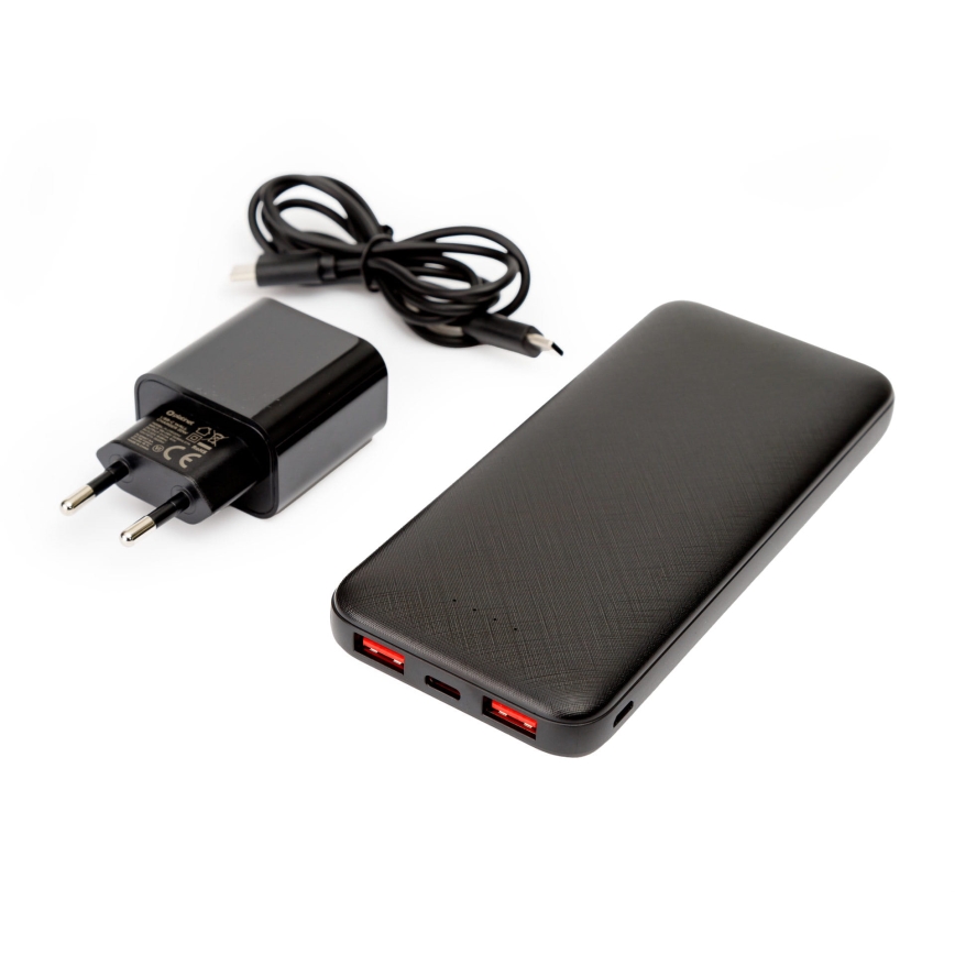 Power Bank 10000 mAh + adattatore 20W Power Delivery + USB-C/USB-C cavo 1m nero