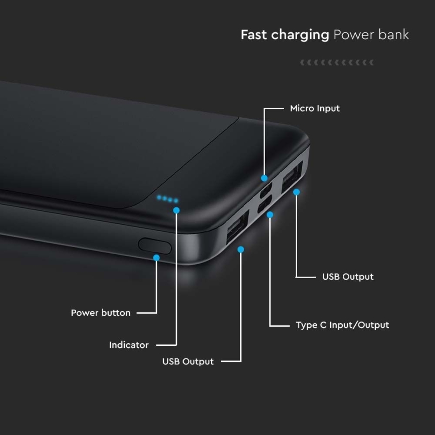 Power Bank Power Delivery 10000mAh/22,5W/5V nero